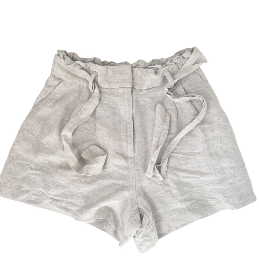 H&M Women‎ Linen-Blend Shorts Sz 6 High Waited Beige/Sand